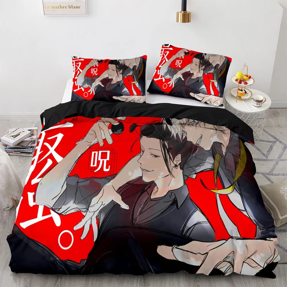 Anime Jujutsu Kaisen Satoru Gojo Set biancheria da letto Ragazzi Ragazze Twin Queen Size Copripiumino Federa Letto Bambini Adulti Tessili per la casa