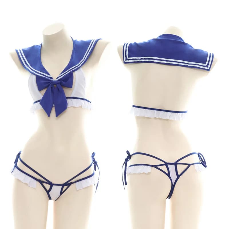 Anime Bow Sailor Suit Role Play Sexy Women Cute Three-point Style Pajamas School Girls Uniform Student Outfits Costume Cosplay