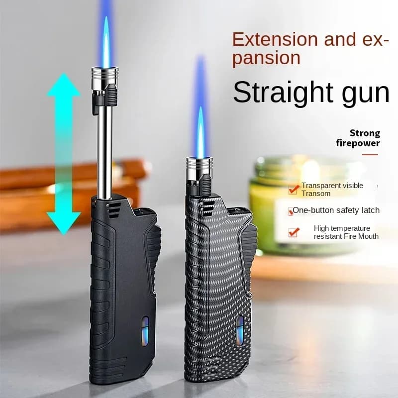 Lighter for outdoor portable butane gas cigars with telescopic rod ignition gun flash kitchen utensils camping man