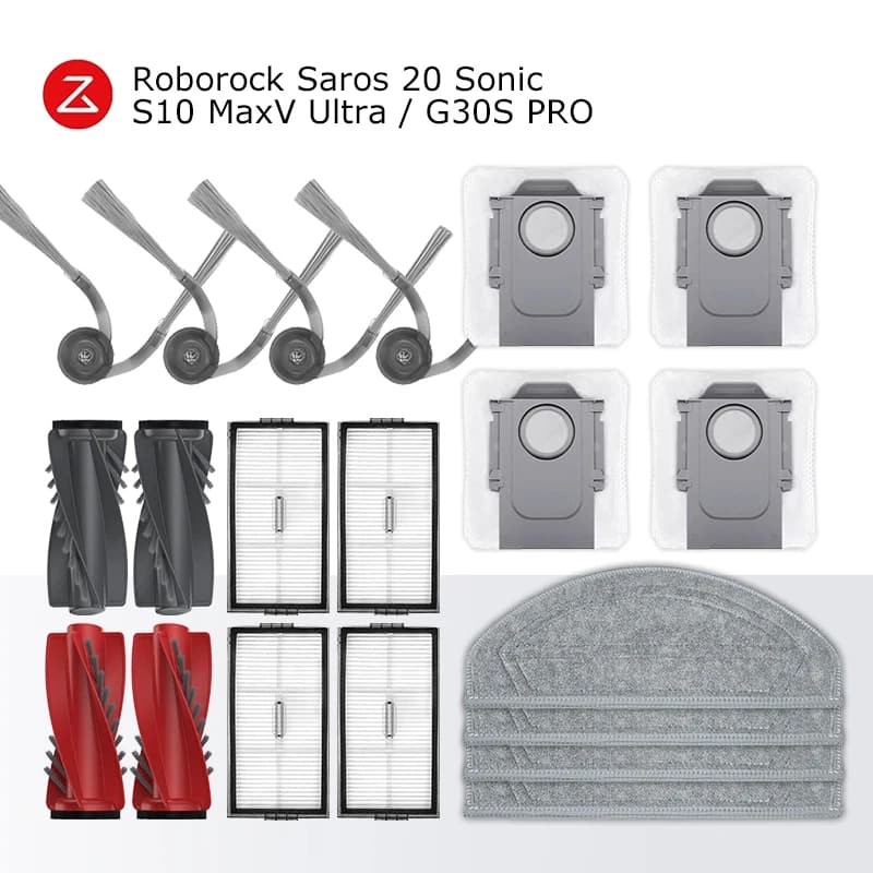 Roborock Saros 20 Sonic / S10 MaxV Ultra Vacuum Parts Main Roller Side Brush Filter Mop Cloth Dust Bag