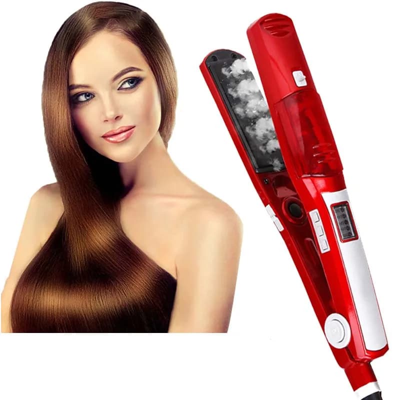 Piastra Professionale per Capelli con Vapore, Ferro Elettrico con Rivestimento in Ceramica Portatile, Strumento di Styling per Uso Domestico