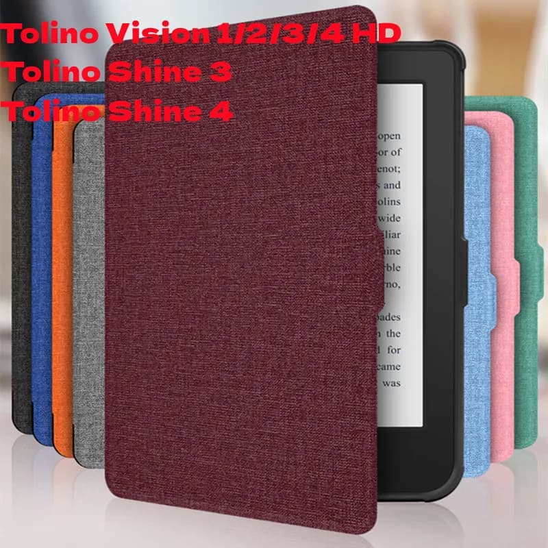 PU Leather Case for Tolino Vision 1/2/3/4 HD Ebook Reader Protective Cover for Tolino Shine 3/4 Shine4 with Hand Strap Cases