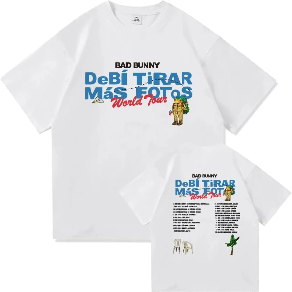 T-shirt Stampata Bad Bunny 2026 DTMF World Tour per Fan, Estiva, Stile Harajuku, Hip Hop, in Cotone Oversize, Y2K, per Uomo e Donna