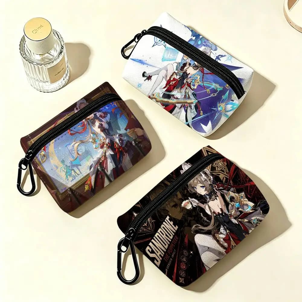 Genshin Impact Sandrone Oxford Cloth Zipper Wallet Multifunctional Hanging Coin Bag For Credit Cards Keys Coins Earbuds
