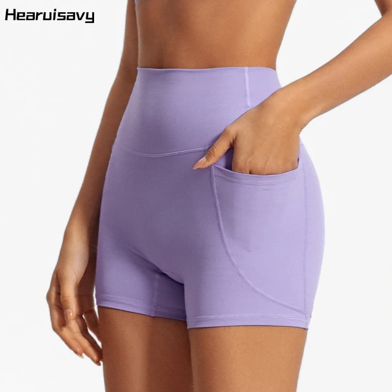 Hearuisavy with pockets Gym workout shorts Gym Legging women's cycling shorts Fast drying yoga clothing High waist sports shorts Woman