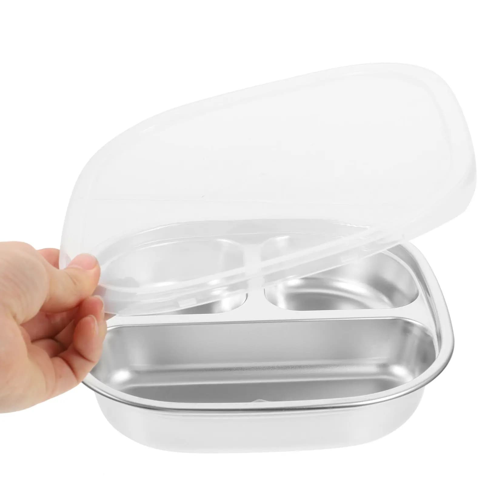 304 Stainless Steel Divided Food Tray Reusable Eco Friendly Portion Control Plate for Weight Loss School Kindergarten Home