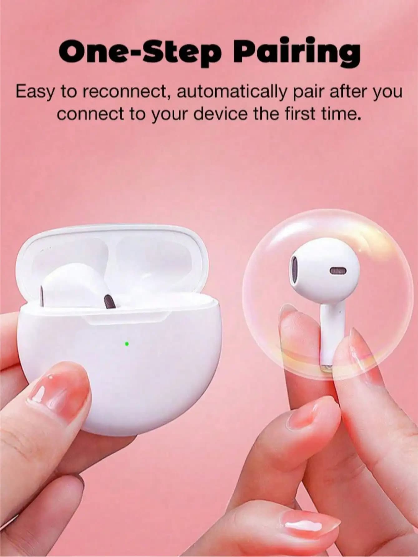 True Wireless earphones, BT 5.3 headphones with charging case included, over 24 hours battery life, simple configuration for phone