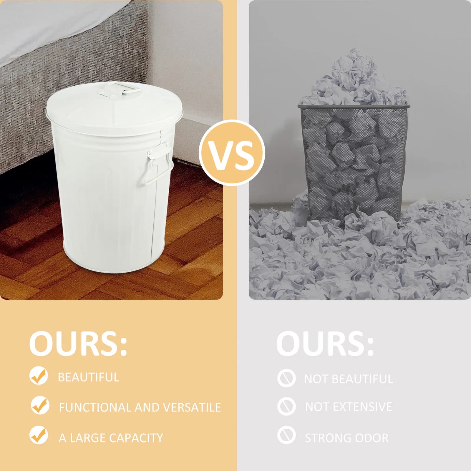 Metal Round Trash Can Large Capacity Thickened Iron Office Kitchen Bathroom Garbage Container Garbage Can Office Wastebasket
