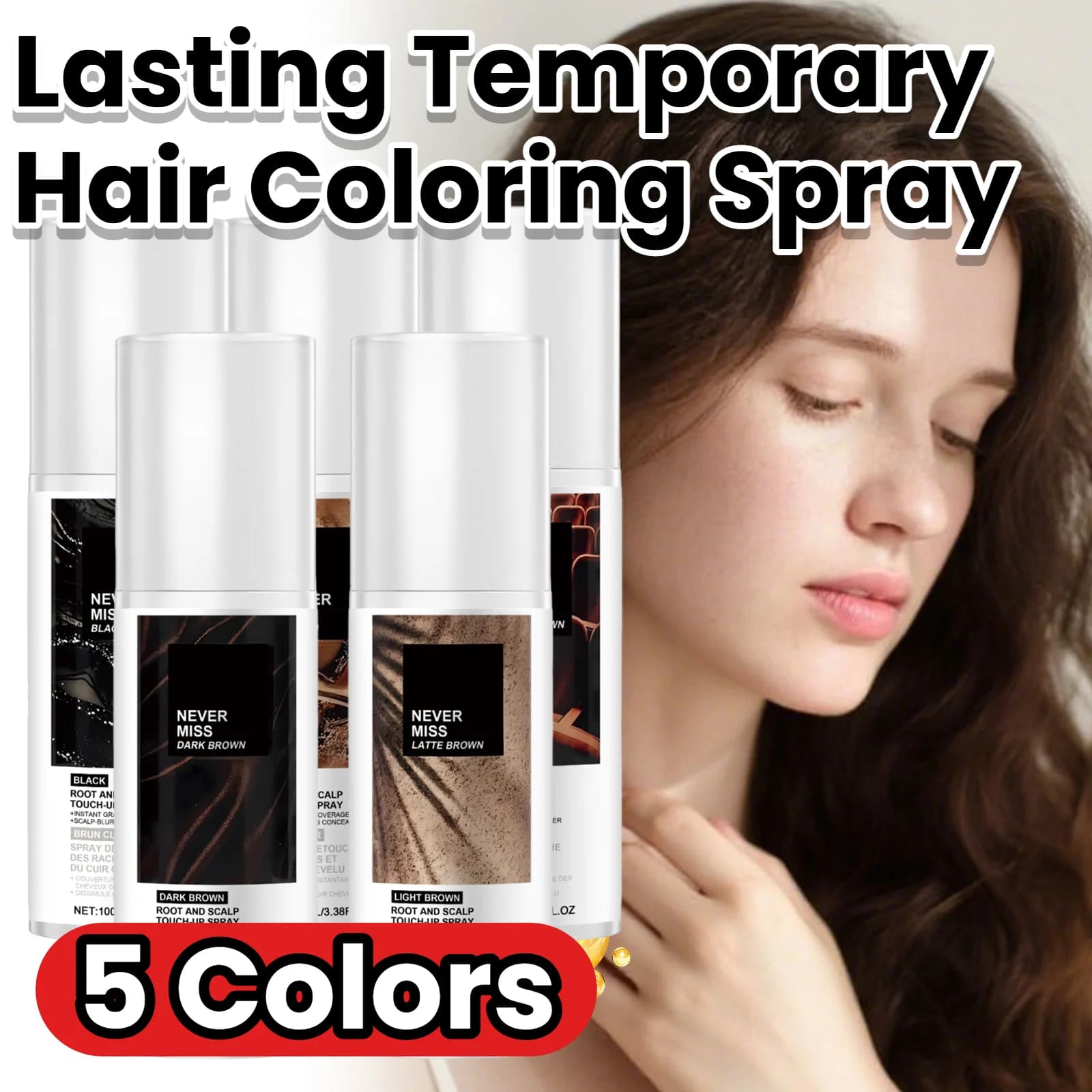 Disposable Temporary Hair Coloring Spray Lasting Covering White Gray Hair Conceale Hairline Dye Lasting Coloring Hair Dye Spray
