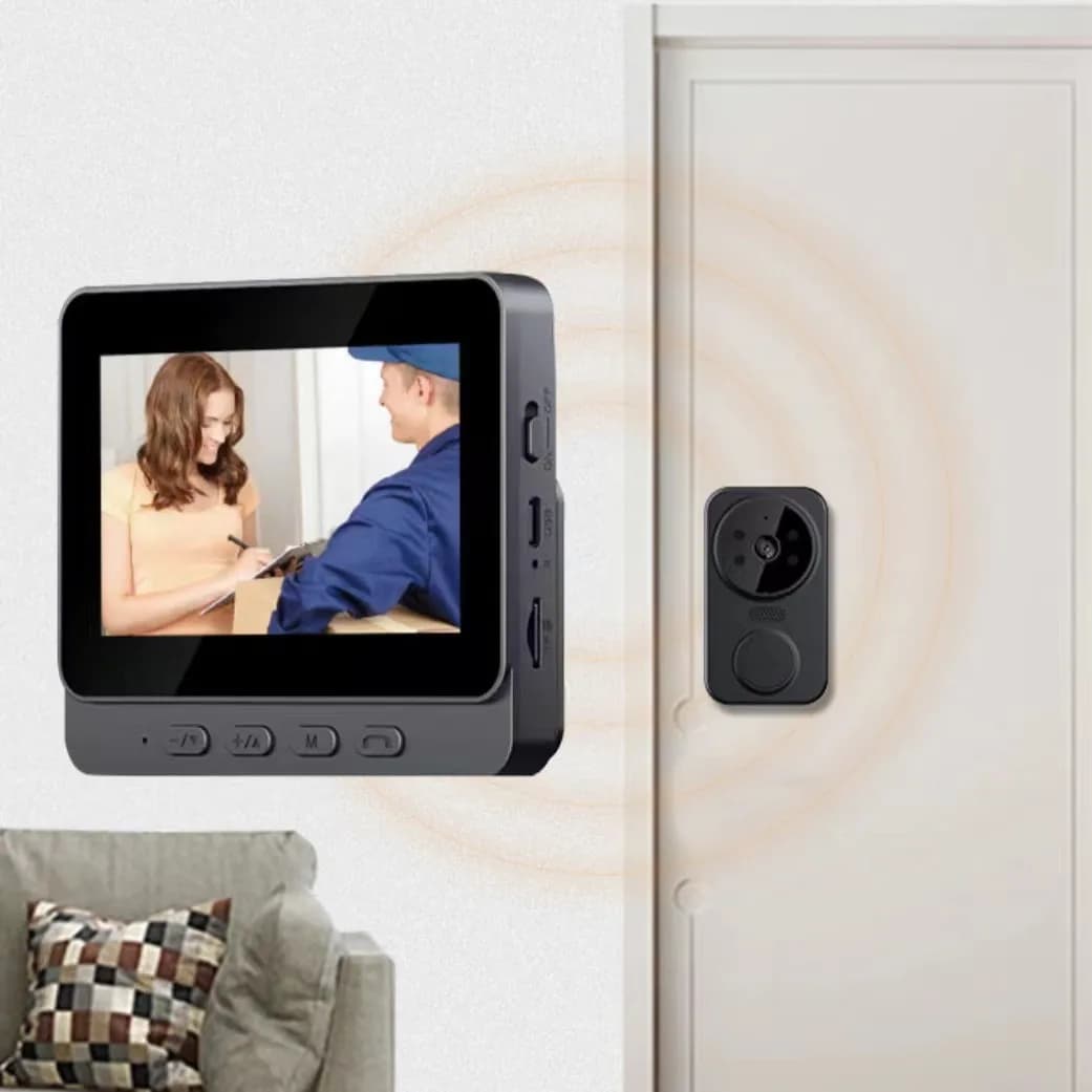 NUOVO Campanello Video Wireless con Telecamera, Kit di Sicurezza Intelligente con Visione Notturna, WiFi 2.4G, Rilevamento Movimento HD, Archiviazione Cloud