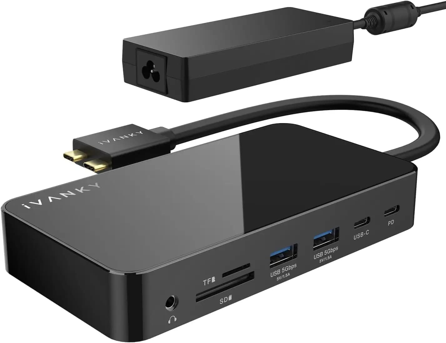 Docking station per MacBook 12 in 2 con doppio 4K a 144 Hz, ricarica da 150 W, porte USB, slot per schede SD/TF