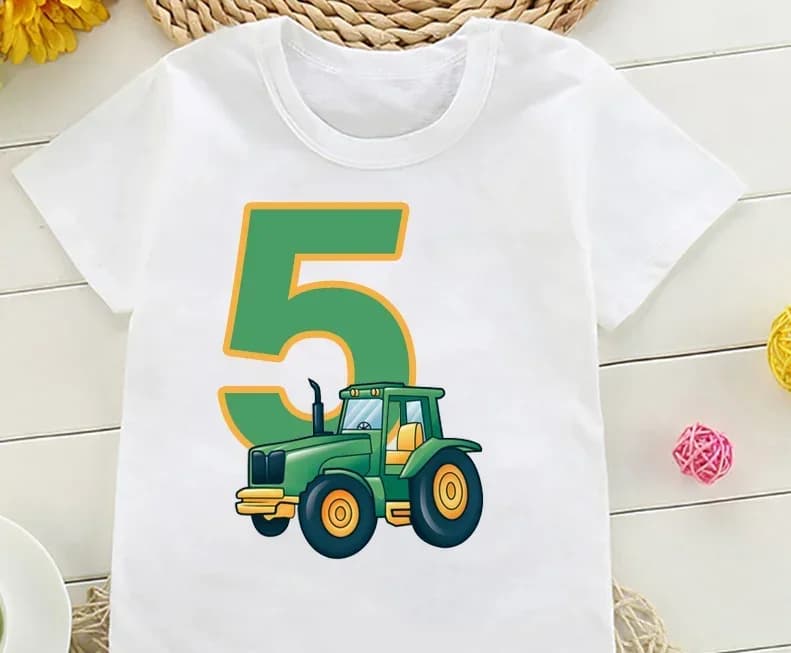 Maglietta divertente con trattore agricolo per bambini da 1 a 8 anni, regalo di compleanno, maglietta per feste di compleanno per bambini