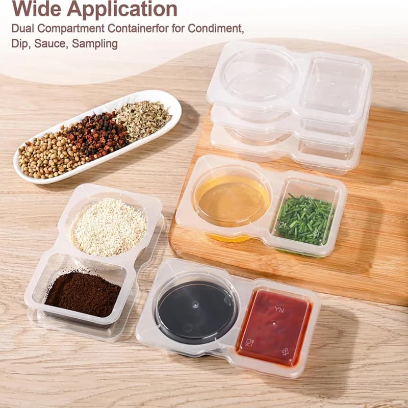 Confezione da 20 contenitori in plastica per spezie, per confezionamento alimentare, facili da usare, puliti e igienici, ideali per la cucina o per asporto