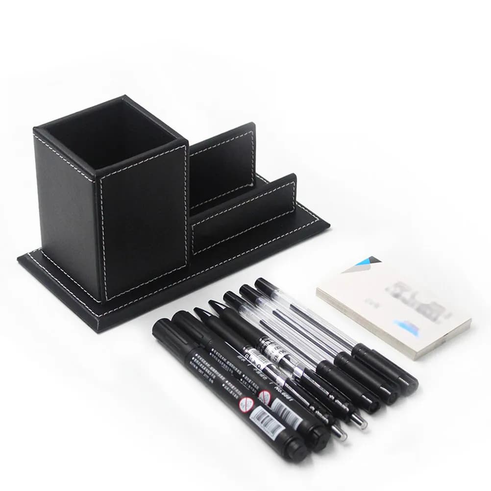 Portapenne in Similpelle con Scomparti per Penne, Carte e Telefono, Organizer da Scrivania, Elegante Accessorio da Ufficio, Regalo per la Casa