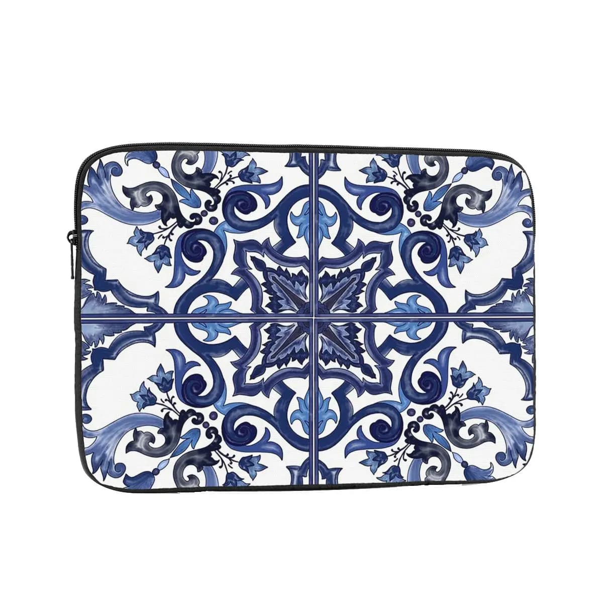 Custodia protettiva per laptop con piastrelle siciliane mediterranee floreali ornate blu Borsa per 10 borse per notebook Custodia antiurto per tablet