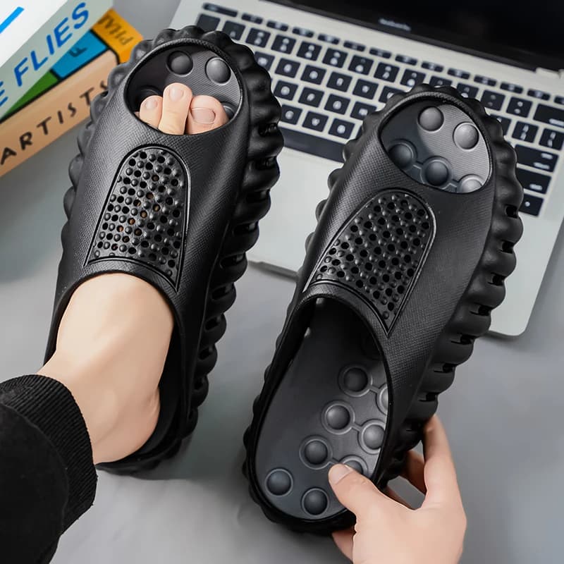 Sandali Estivi Unisex con Suola Massaggiante a Pois, Funzionali Bicolore, Slip-On per Coppie, Scarpe da Spiaggia