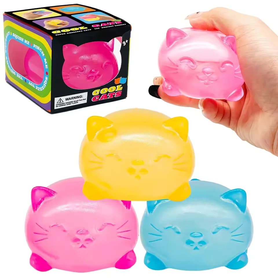 Giocattolo Antistress Festivo a Forma di Gatto in Maltosio, Inodore e Non Tossico, Morbido Strumento per Alleviare lo Stress, Ideale come Regalo per le Feste