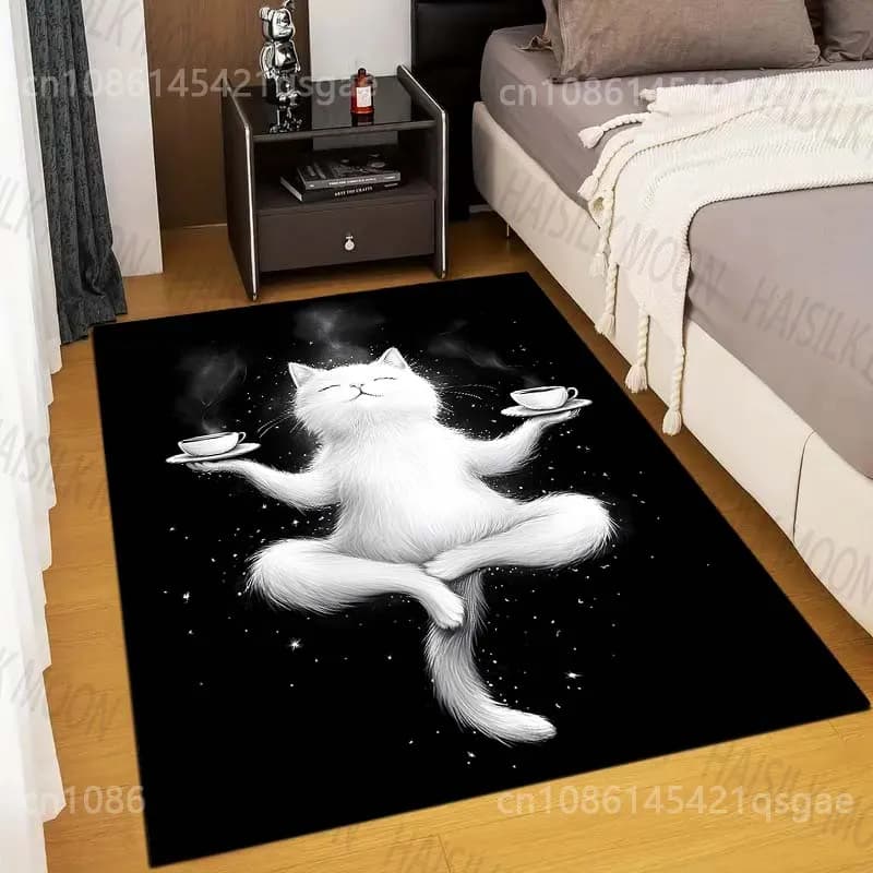 Cat in Yoga Carpet for Living Room Bedroom Bathroom Mat Creative Doormat Sofa Table Home Decor Area Rug Large Size for Gifts