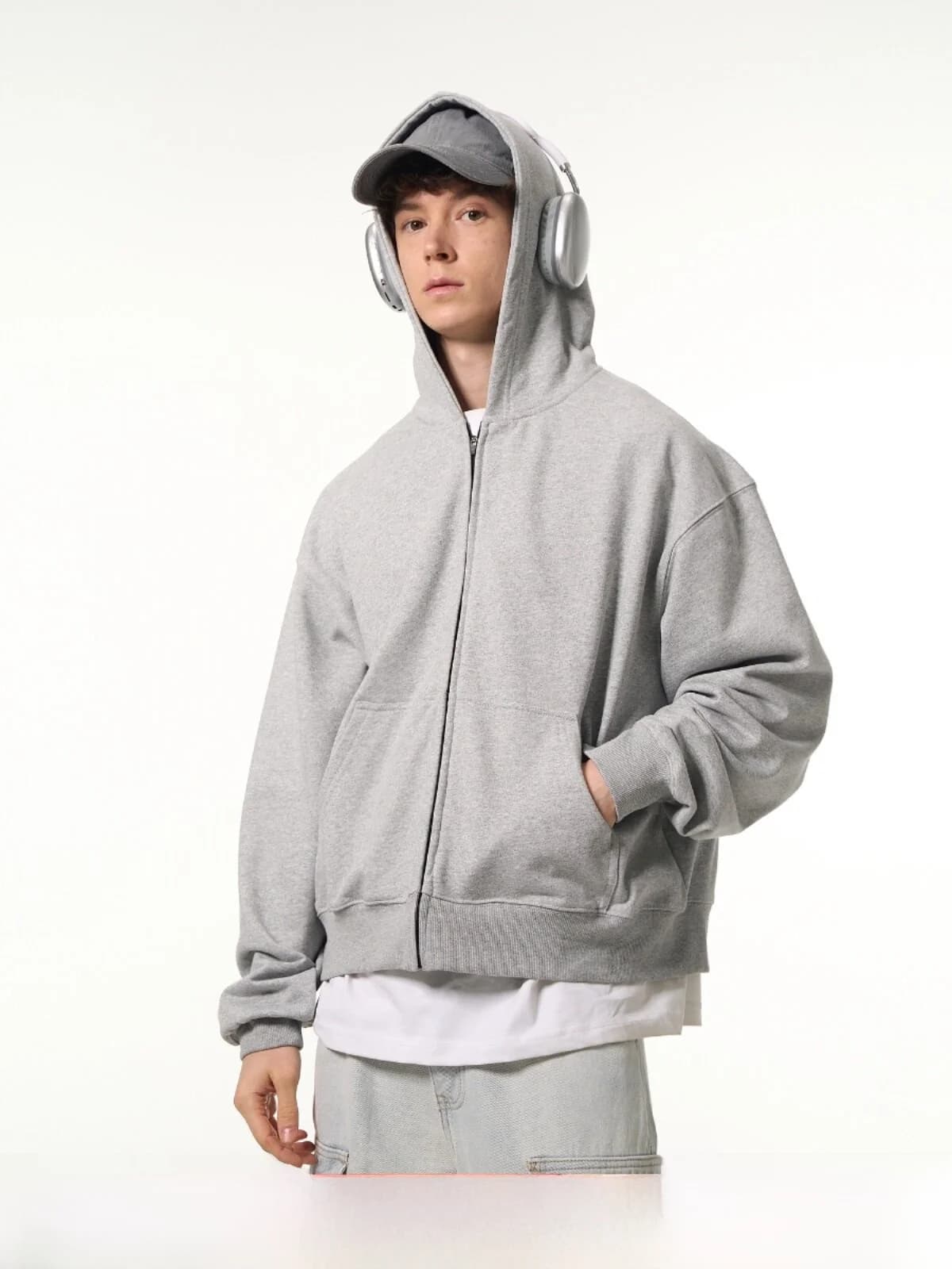 Felpa con Cappuccio MADWITCH Primavera Autunno Unisex Casual Stile Corto Grigio Moda Giovanile in Misto Cotone Poliestere