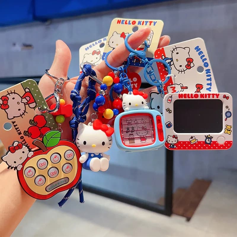Anime Hello Kitty Keychain Kt Cat Charm Backpack Car Key Ring Anime Figures Keyring Doll Girl Toy Birthday Christmas Gifts