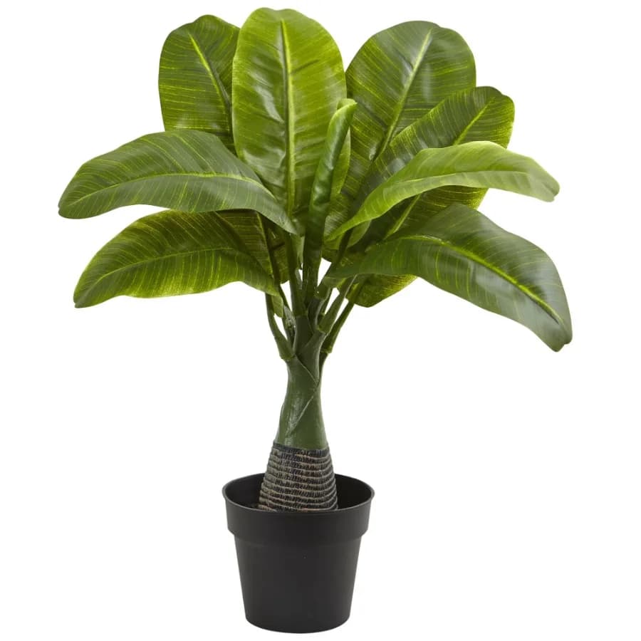 16" Plastic and Polyester Mini Banana Artificial Plant Green