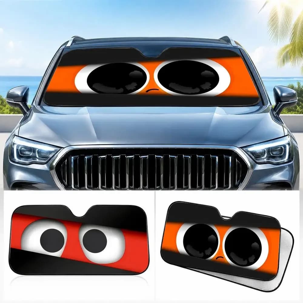 Funny Car Eyes Sun Visor Car Windshield Sunshade UV Protection Reflective Foldable Heat Insulation Cover