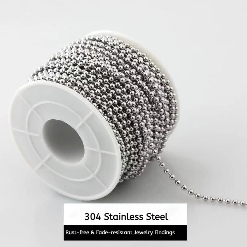 Collana con catena a sfera con perline in acciaio inossidabile da 100 pezzi Accessorio per collare con targhetta per cani in acciaio inossidabile Risultati di gioielli fai da te