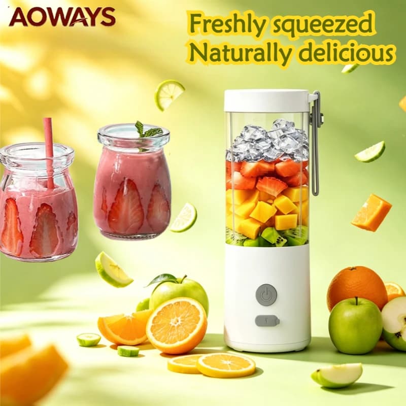 PB08 Mini Frullatore Portatile Ricaricabile USB da 450ml con Sei Lame per Frullati di Frutta - Pratico e Veloce