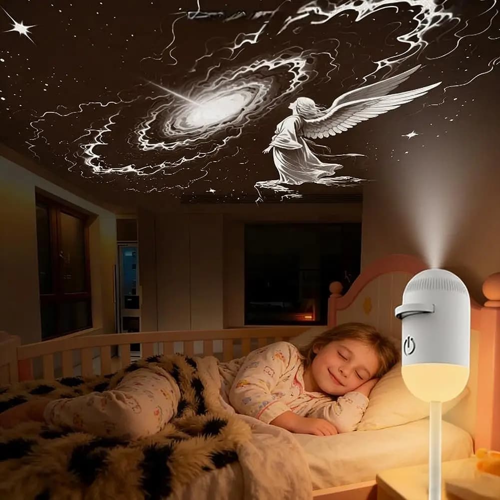 USB HD Star Projection Lamp, Night LED Atmospheric Light, Dimmable Cold White Light with 3 Modes, Plug & Play