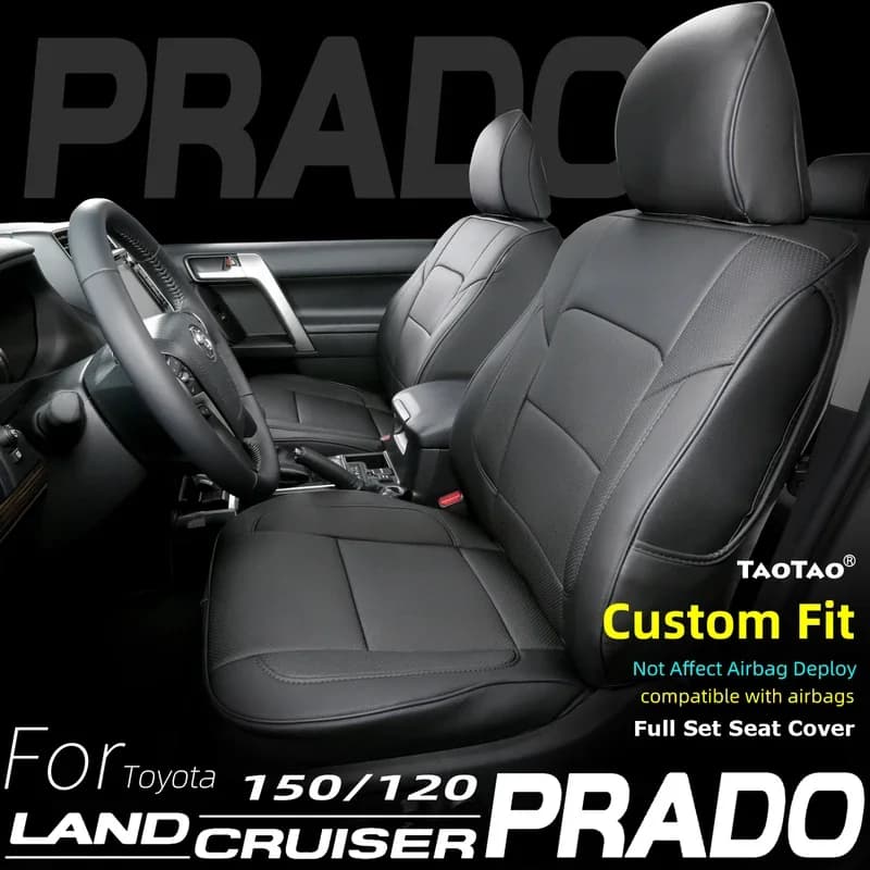 Custom Fit Land Cruiser Prado Car Seat Covers for Select Seat Covers Toyota 150 120 5 Seats Version Complete Set Leather