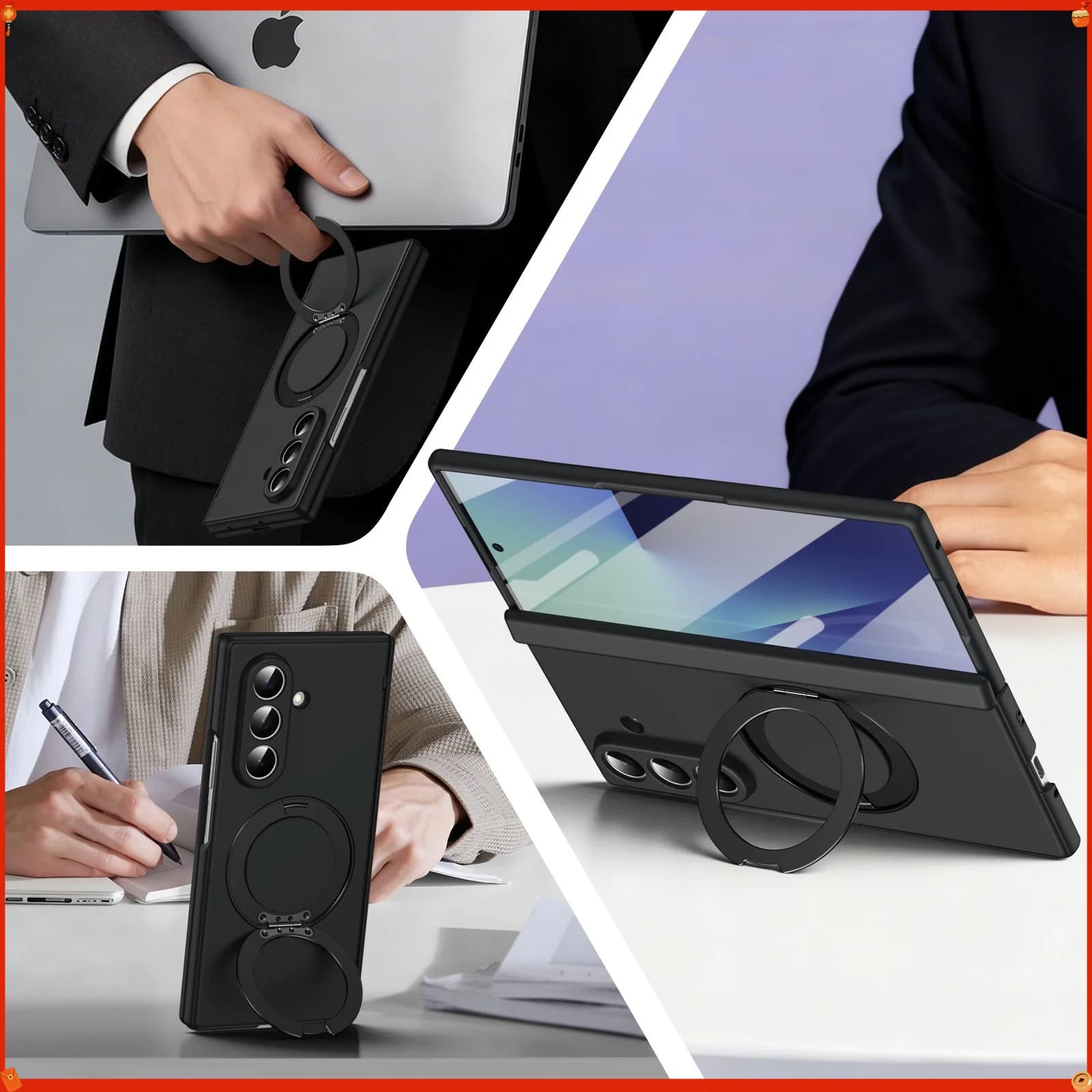 CHAOYIDIAN360 ° Custodia per telefono con cerniera magnetica rotante per Samsung Galaxy Z Fold 7, ricarica wireless, antiurto