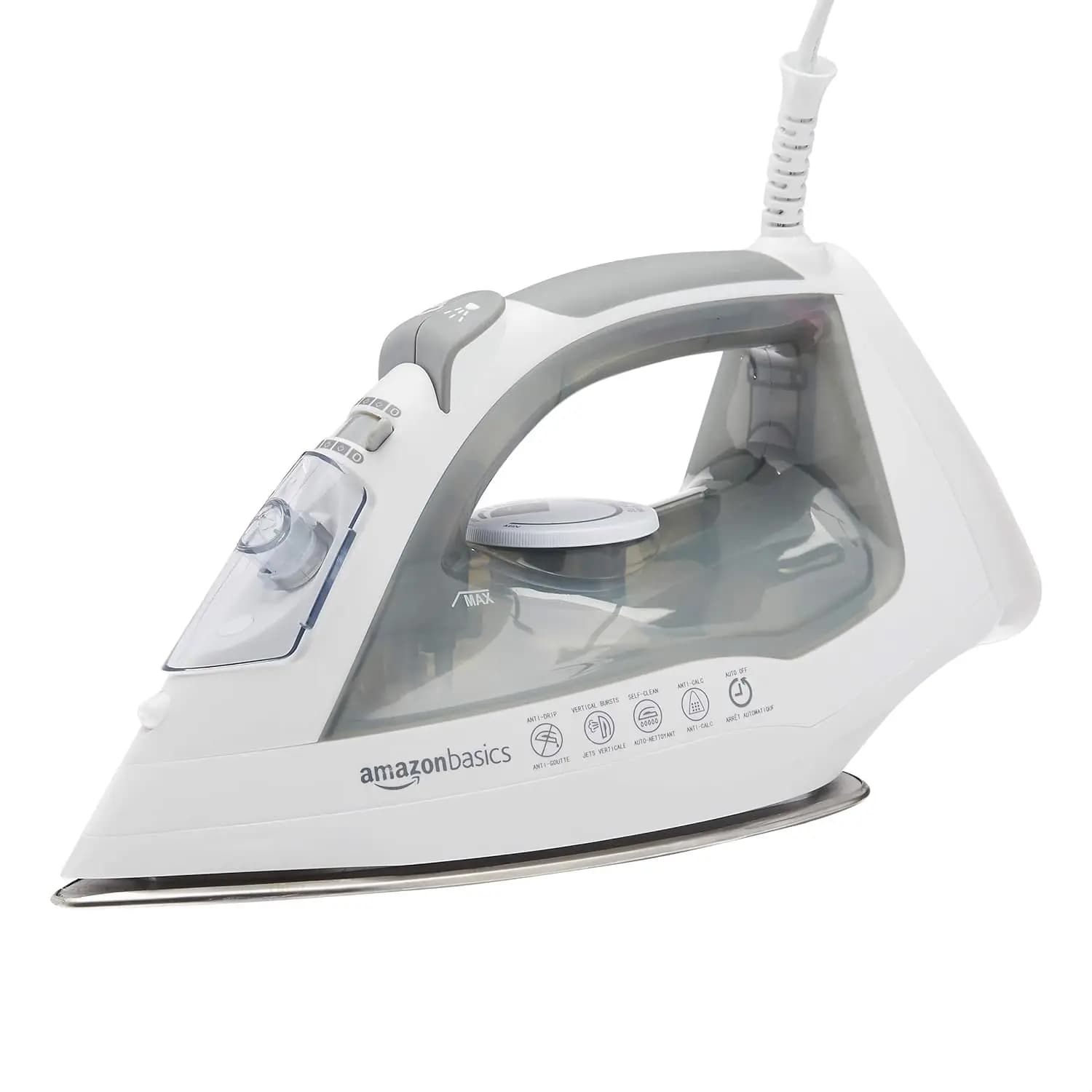 Ferro da stiro a vapore con spegnimento automatico, vaporizzatore portatile, piastra in acciaio, 1700 Watt, grigio per vestiti