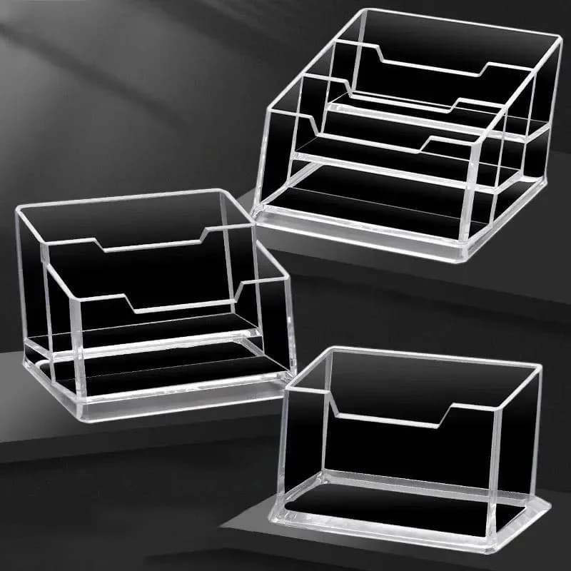 Clear Desk Shelf Box Storage Display Stand Acrylic Plastic Transparent Desktop Bussiness Card Holder Place Card Holder
