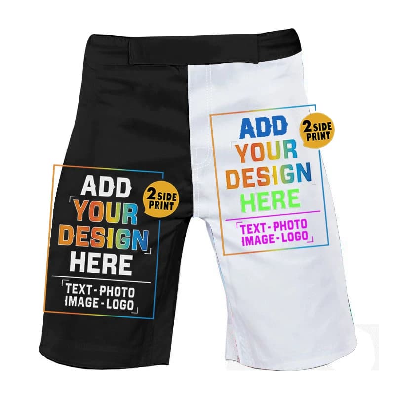 Pantaloncini da boxe brasiliani da uomo, pantaloncini MMA stampati, pantaloncini da combattimento sanda jujitsu, personalizzabili con il tuo logo e immagine