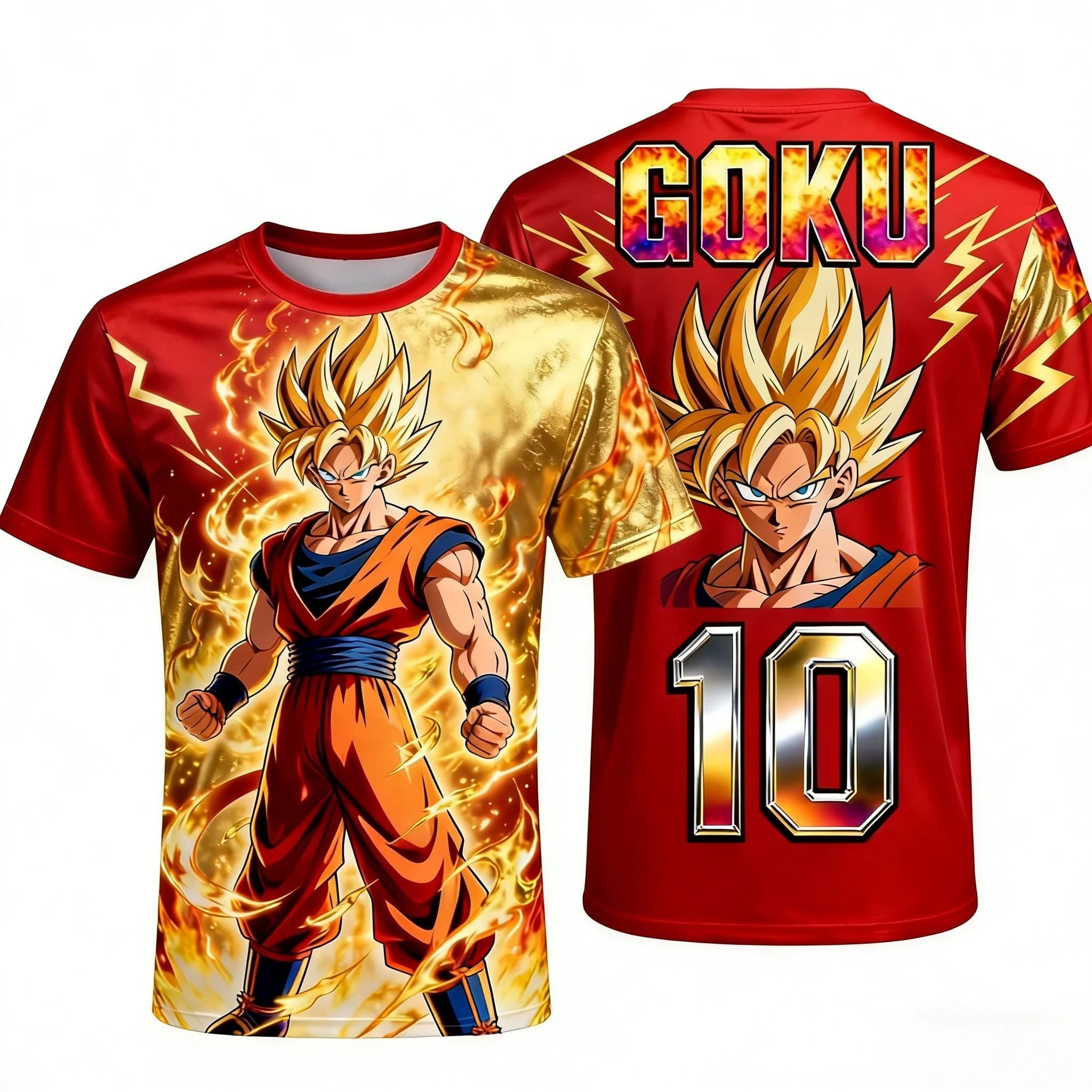 T-shirt estiva stampata in 3D di Dragon Ball Z Goku per uomo e bambino, abbigliamento sportivo casual per divertimento all'aperto, partite di calcio e altro ancora
