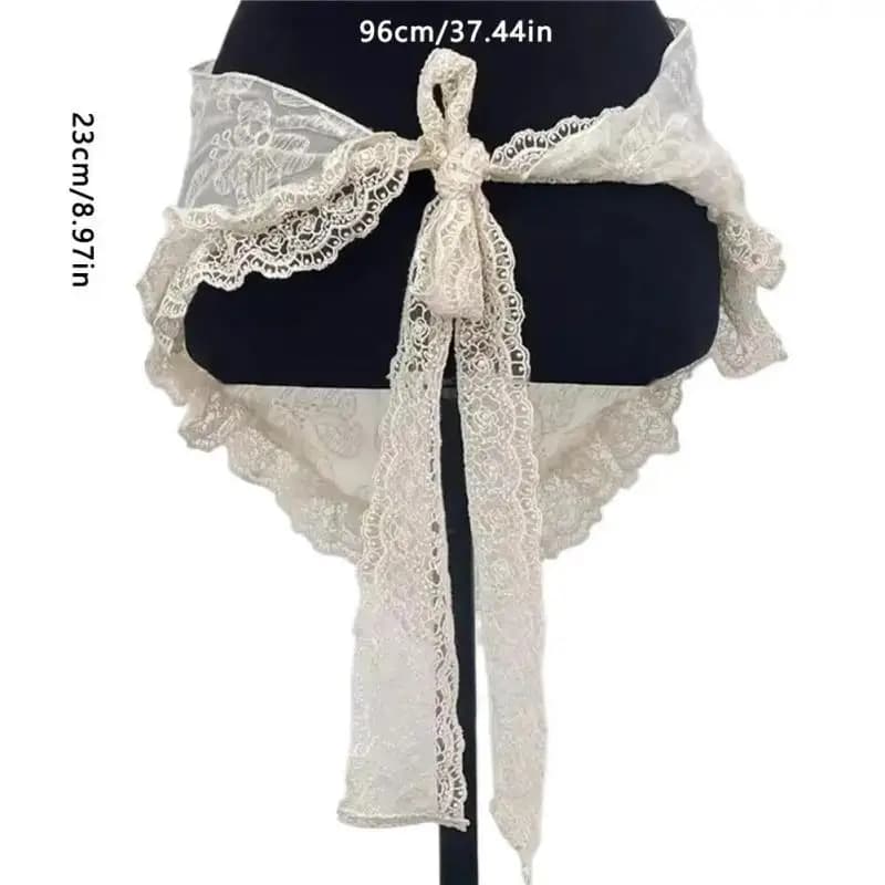 Stile coreano Estate Pizzo Bandana Sciarpa Triangolo Fazzoletto da collo Boho Cintura in vita per ragazze Accessorio fotografico in campagna