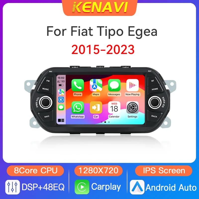 Autoradio Radio 2 Din Android per Fiat Tipo Egea 2015 - 2023 Centro intelligente Multimedia Lettore video Navigazione GPS Carplay Android Auto Unità principale con schermo No DVD