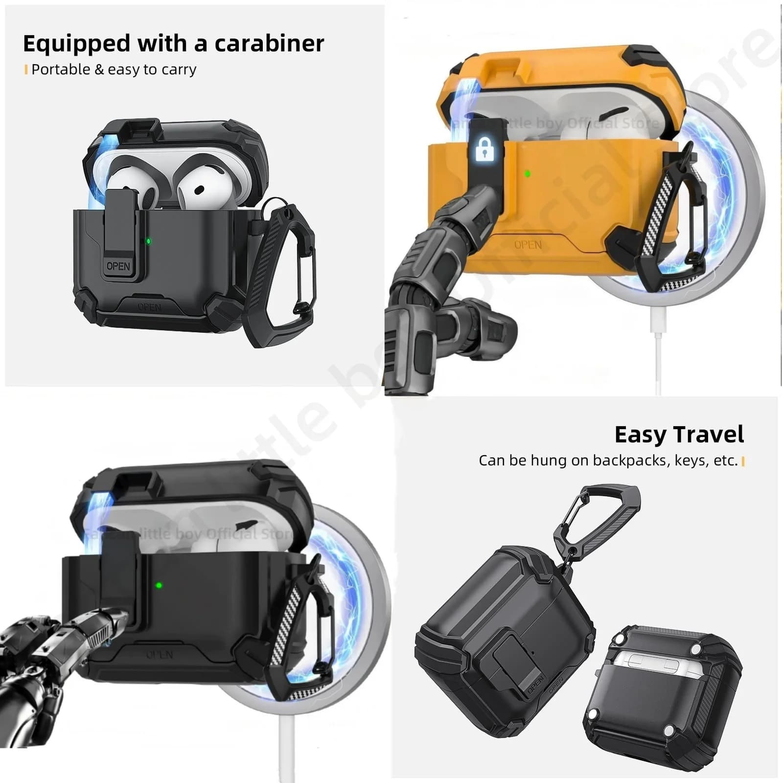Custodia per AirPods Custodia protettiva con serratura magnetica automatica di quarta generazione con supporto per telefono e kit di pulizia per custodia Airpods Pro 3 2025