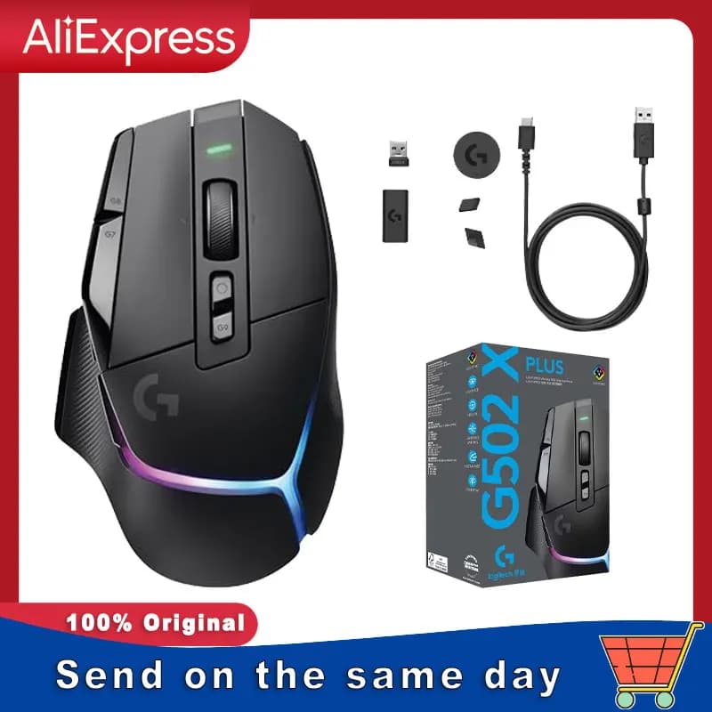 Logitech G502 X Plus Wireless Gaming Mouse Optical Switches LIGHTSYNC RGB 13 Buttons PowerPlay Wireless Charging Capable