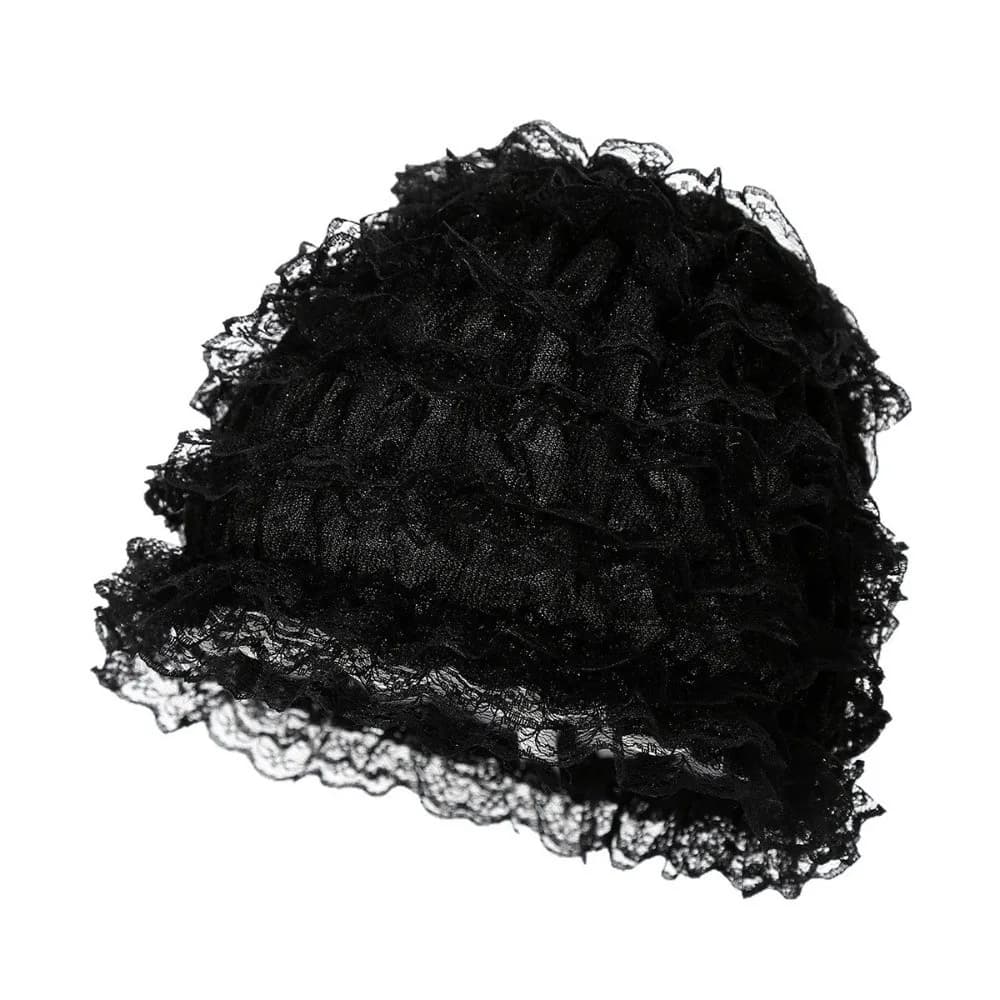 Soft Beauty Lace Curling Hat Breathable Polyester Elastic Curly Hair Hat Brimless Beanie Dome Mesh Lace Pullover Cap Girls