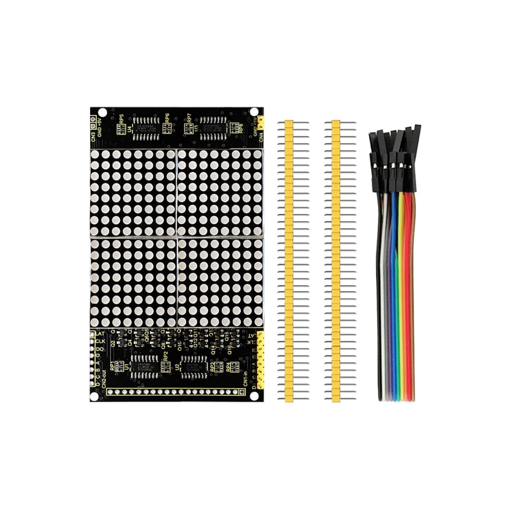 Keyestudio 16*16 Dot Matrix + 2pcs Pin Header + Dupont Line for Arduino UNO projects compatible with interface 12864