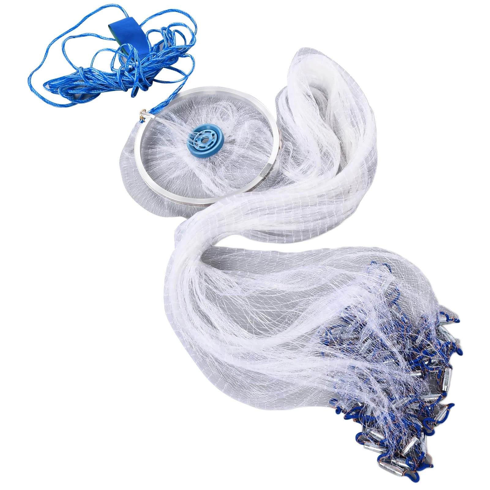 Easy Throw Automatic Cast Fishing Net with Balanced Sinkers, Flexible Wide Spread Hand Cast Net, Portable Multi-Scenario Fishing