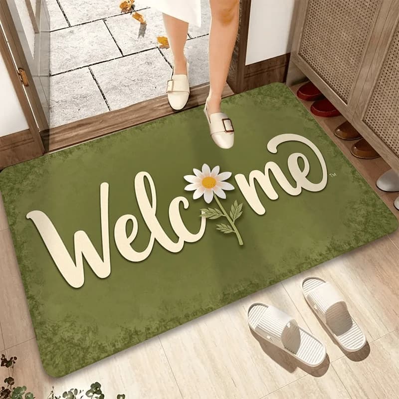 VIKAMA Fresh Daisy Welcome Doormat: morbido, caldo e antiscivolo – ideale per ingressi, bagni e decorazioni per la casa