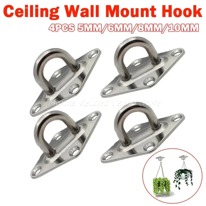 4 pz 304 316 in acciaio inox montaggio a parete gancio Heavy Duty Anchor Eye Plate per barca Yoga altalene amache 5mm/6mm/8mm/10mm