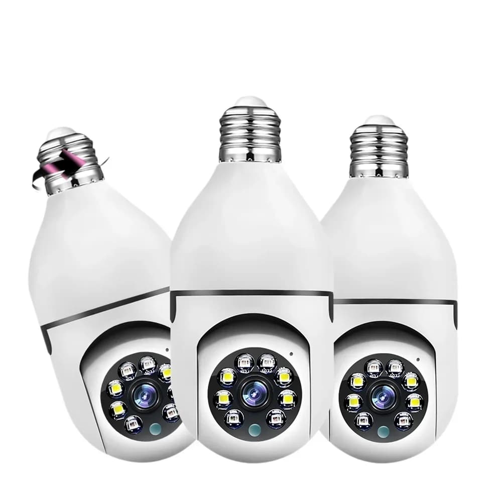 Telecamera WiFi PTZ E27 da 1MP, Zoom 10X, Visione Notturna a Colori, Tracciamento Umano, Monitoraggio CCTV per Sicurezza Domestica e Bambini