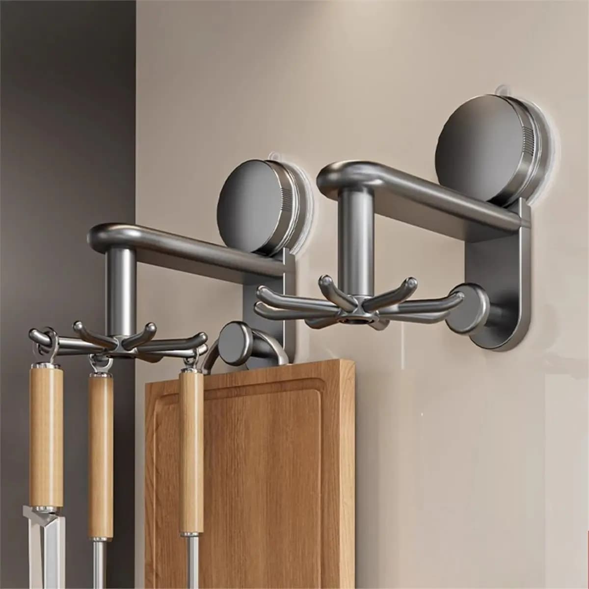 (FDDT) Ganci a ventosa rotanti a 360° da parete per organizer utensili da cucina, porta spatole e cucchiai, senza foratura, anti-caduta
