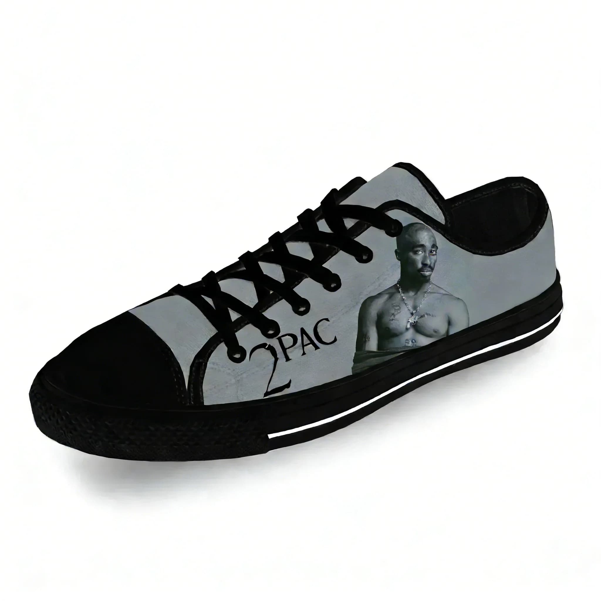 Rap 2pac Tupac Low Top Sneakers Scarpe casual da uomo, da donna, per adolescenti, scarpe da corsa in tela, stampa 3D, scarpe leggere e traspiranti