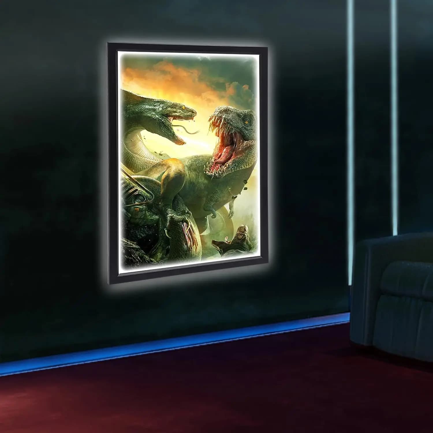 Cornice per Poster Cinematografici Retroilluminata a LED, Cornice per Quadri con Luce, Espositore Luminoso per Home Theater, Cornice Retroilluminata a LED da Parete