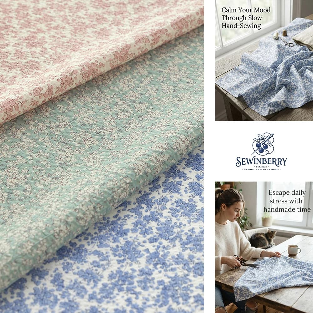 Pastel Tiny Floral Crinkle Cotton Fabric Stress-Relief DIY Sewing Material For Dress Blouse Quilt Fat Quarter Patchwork