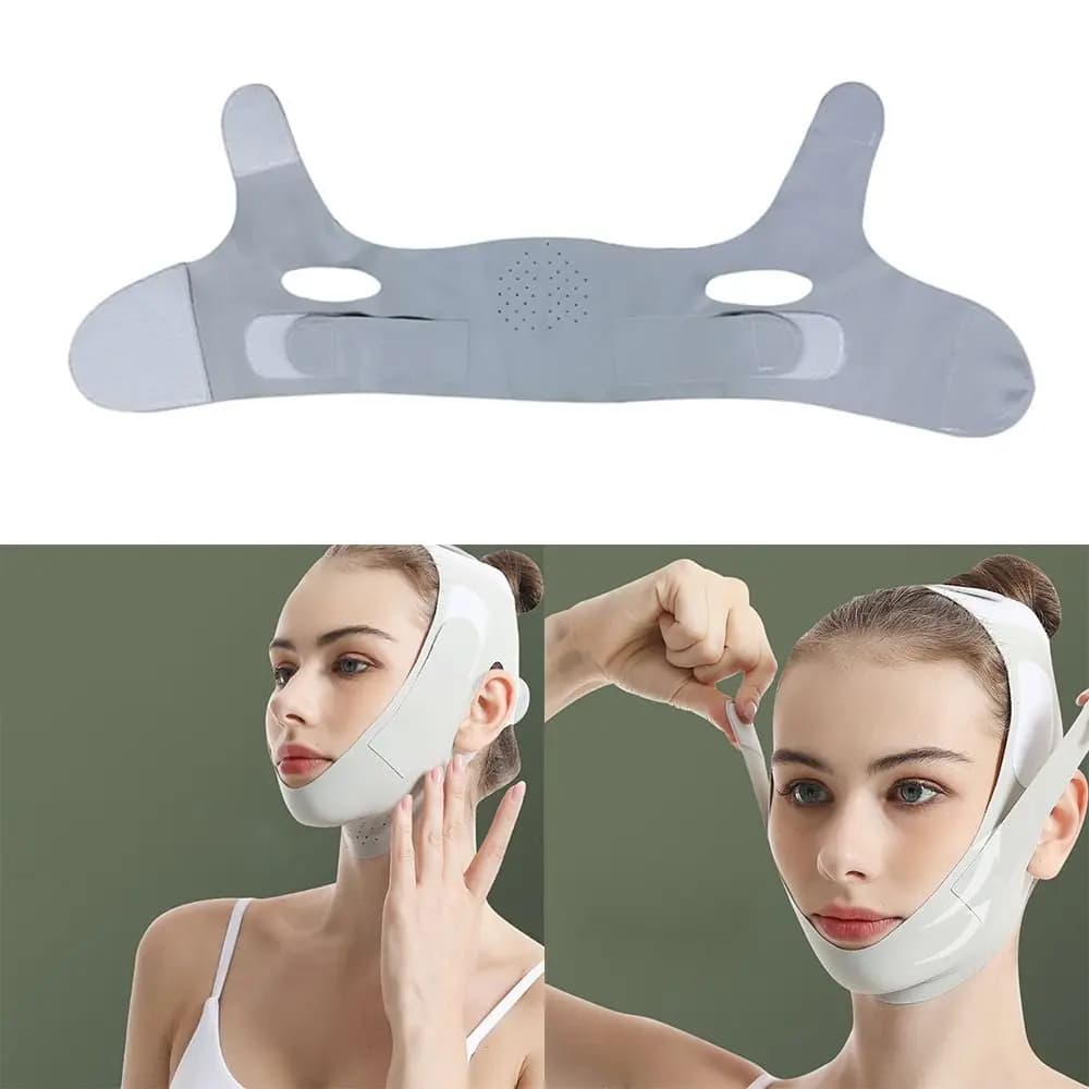Cintura per il sollevamento del viso regolabile portatile Cintura per il sollevamento del viso traspirante a forma di V Maschera rinfrescante riutilizzabile per la cura della pelle
